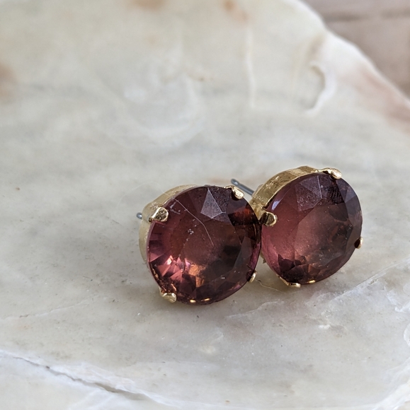 Beautiful 16 TW Carats Simulated Padparadascha In 18K Gold Plated Stud Earrings - Picture 1 of 5